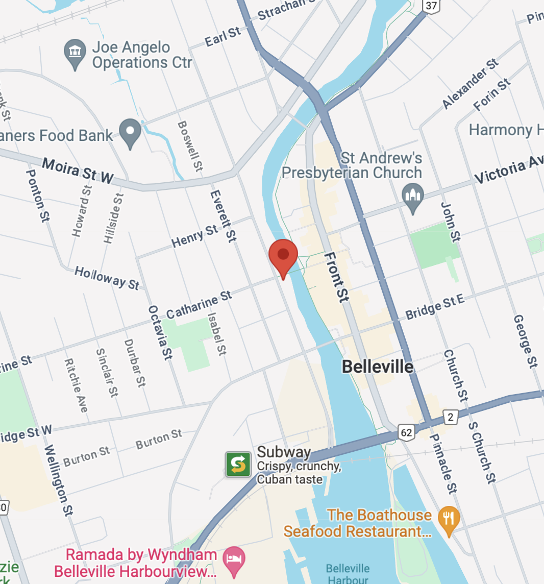 Map to Integrative MindBody Therapy Centre in Belleville, Ontario